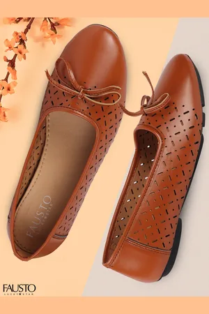 FAUSTO Women Tan Woven Design PU Ballerinas