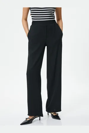 Koton Women Mid-Rise Flat-Front Regular Trousers