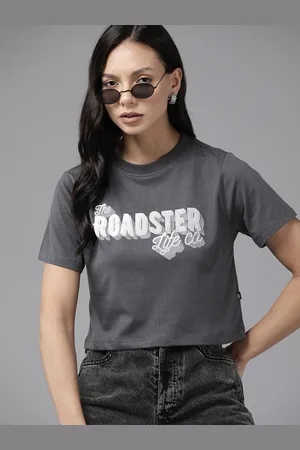 Roadster The Lifestyle Co. Women Brand Logo Printed Crop T-shirt