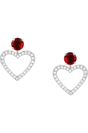 GIVA 925 Sterling Silver Rhodium-Plated Stone Studded Drop Earrings