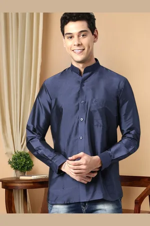 TATTVA Men Navy Blue Relaxed Slim Fit Casual Shirt