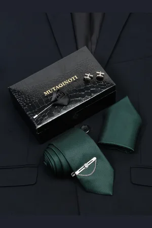 MUTAQINOTI Men Silk Necktie Accessory Gift Set