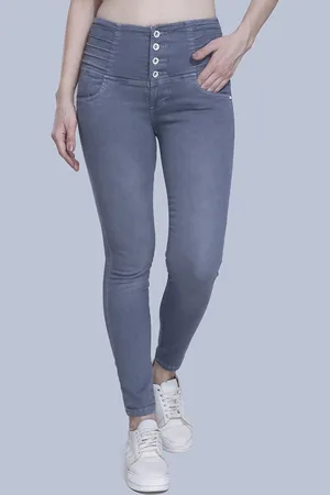 FCK-3 Women Grey Melange Hottie High-Rise Light Fade Embroidered Stretchable Jeans