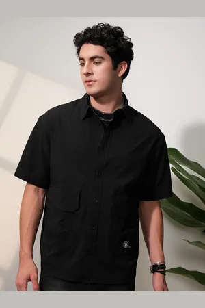 LocoMotive Men Popcorn Textured Utility Pocket Oversized Overshirt