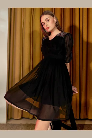 DressBerry V-Neck Short Sleeves Georgette Fit & Flare Dress