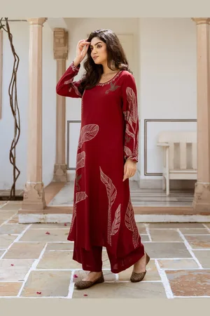 Ishin Floral Printed Sequinned A-Line Kurta With Trousers