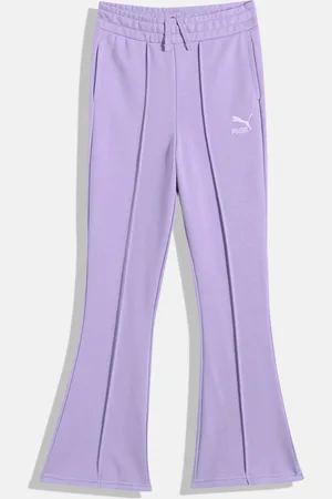 PUMA Girls Solid Classics Flared Youth Outdoor Regular Fit Sustainable Track Pants With Brand Logo