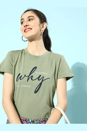 Roadster Women Lovely Olive Typography Talking Tee