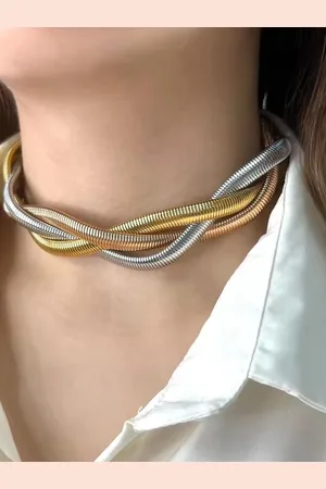 DIVASTRI Stainless Steel Gold-Plated Choker Necklace