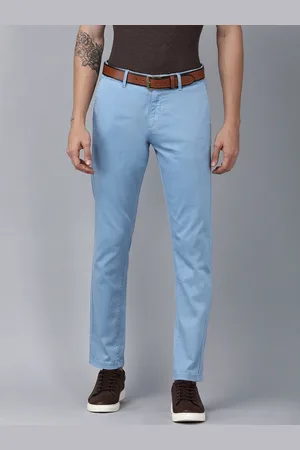 U.S. Polo Assn. U S Polo Assn Men Blue Self Design Mid-Rise Regular Trousers