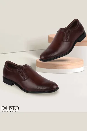 FAUSTO Men Brown Solid Formal Slip-On Shoes