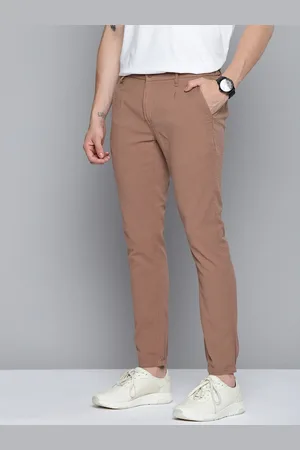 Mast & Harbour Men Brown Pure Cotton Seersucker Trousers