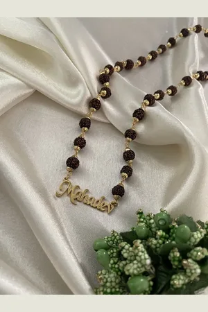Digital Dress Room Men Gold-Plated Mahadev & Rudraksha Statement Necklace