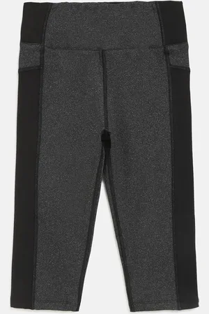 Chimprala Girls Black & Charcoal Solid Regular Fit Capris
