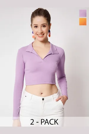 Color Capital Pack Of 2 Shirt Collar Cotton Fitted Crop Top