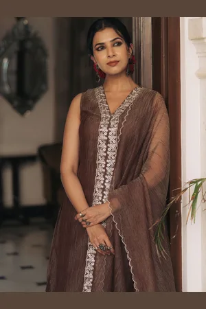 anayna Women Embroidered Regular Kurta with Trousers & With Dupatta