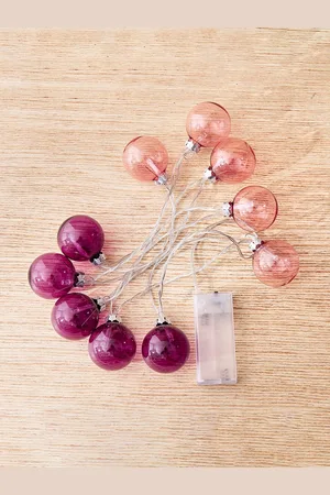 Home Centre Serena Peach & Pink 10 Pieces Glass Ball Shaped String Lights