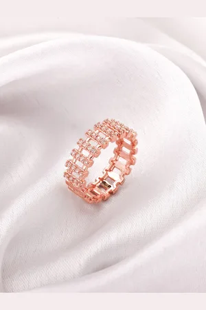 GIVA 925 Sterling Silver Rose Gold-Plated CZ-Studded Finger Ring