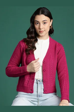 DressBerry Acrylic Cable Knit Cardigan