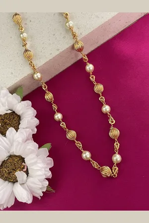 Digital Dress Room Gold-Plated Pearl Beaded Minimal Necklace