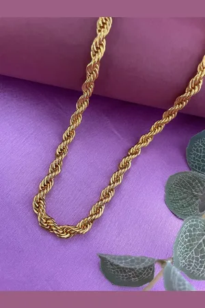 Digital Dress Room Gold-Plated Minimal Rope Design Chain Necklace