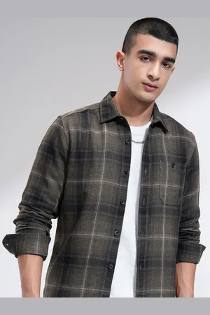 Highlander Men Textured Flannel Casual Checked Shirt