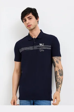 SPYKAR Men Typography Printed Polo Collar Cotton Slim Fit T-shirt