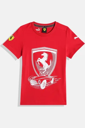 PUMA Kids Scuderia Ferrari Formula 1 Printed Regular Fit Pure Cotton Sustainable T-shirt