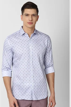 V Dot Men Blue Slim Fit Micro Printed Casual Shirt