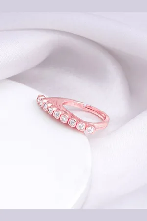 GIVA Rose Gold-Plated CZ Studded Finger Ring