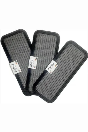 AMRO BEAUTILITY NEEDS Set Of 3 Grey 650 GSM Anti-Skid Rubber Waterproof Floor Mats