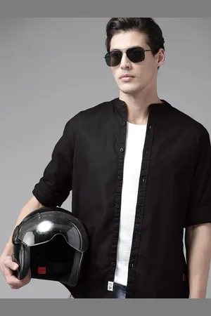 Roadster Men Black Solid Cotton Sustainable Shirt