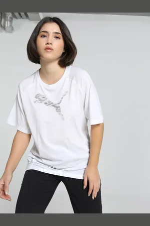 PUMA Women Evostripe Brand Logo Printed Relaxed Fit Tee