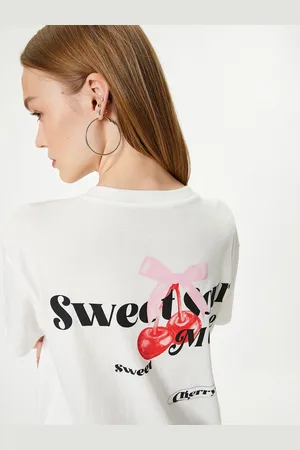 Koton Women Typography Printed Round Neck Pure Cotton T-shirt
