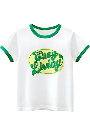 BAESD Girls Typography Print Round Neck Cotton T-shirt