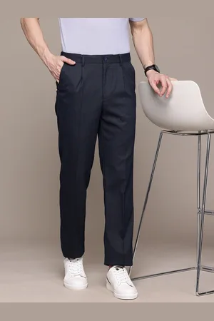 Nautica Men Flex Waistband Checked Pleated Formal Trousers