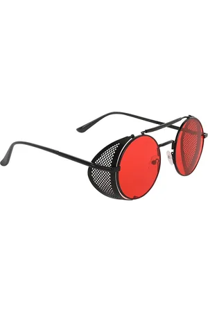 GARTH Unisex Red Lens & Black Round Sunglasses with UV Protected Lens-R-JALI_BLK-RED_GRT