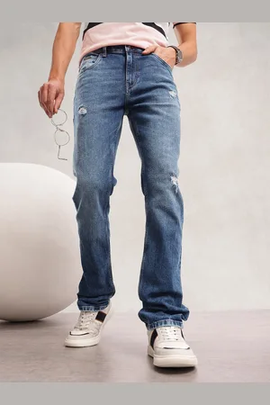 Nautica Men Straight Fit Mildly Distressed Light Fade Stretchable Jeans