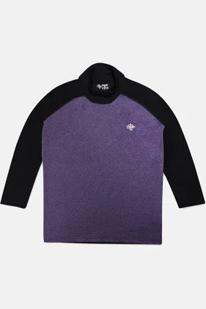 Chimprala Girls Purple & Black Self Design High Neck Quick-Dry Sports T-shirt