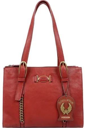 Hidesign Red Textured Leather Shoulder Bag