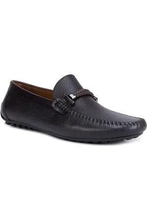 ROSSO BRUNELLO Men Textured Round Toe Leather Driving Shoes