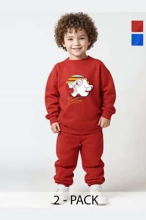 Minicult Kids Pack Of 2 Simba Graphic Printed Pure Cotton Sweatshirt With Pyjamas