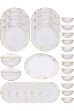 Cello 29 Pcs White Printed Opalware Dinner Set