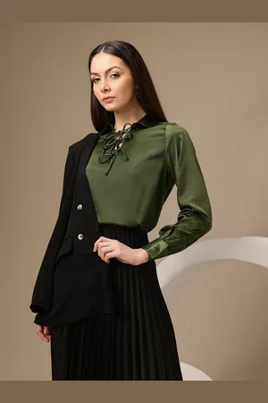 Chemistry Bow Tie-Up Detail Shirt Style Top