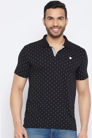 Duke Geometric Printed Polo Collar Slim Fit Cotton T-shirt