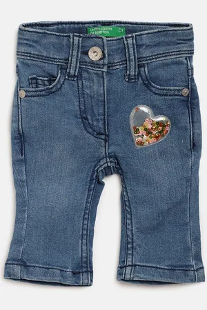 Benetton Girls Blue Regular Fit Mid-Rise Clean Look Stretchable Jeans