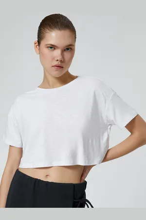 Koton Women Solid Crop T-shirt