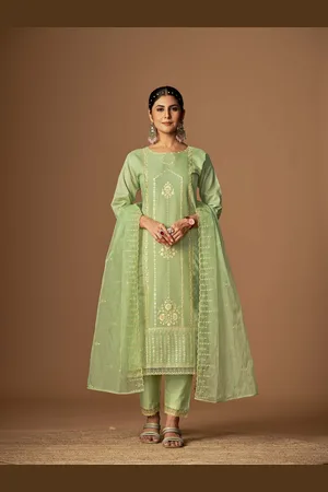 Orus Women Ethnic Motifs Embroidered Regular Thread Work Pure Cotton Kurta with Trousers & With Dupatta