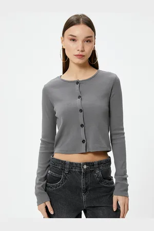 Koton Women Mandarin Collar Pockets Slim Fit T-shirt