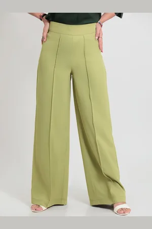 Blue Bird Women Relaxed Loose Fit High-Rise Pleated Parallel Trousers